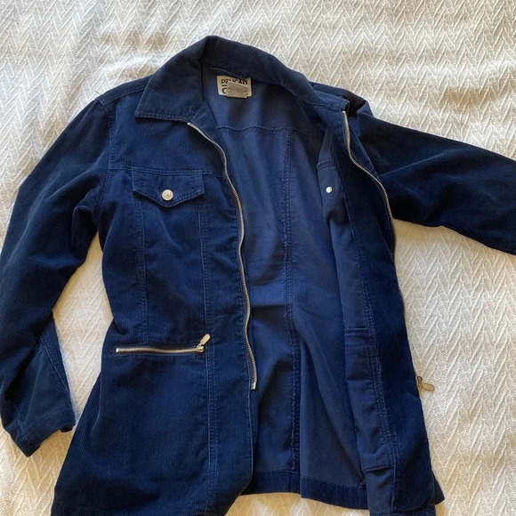 Vintage Corduroy Pelican Cove Navy Mid Length Jacket Sz M Grunge Military 90's - Picture 2 of 15